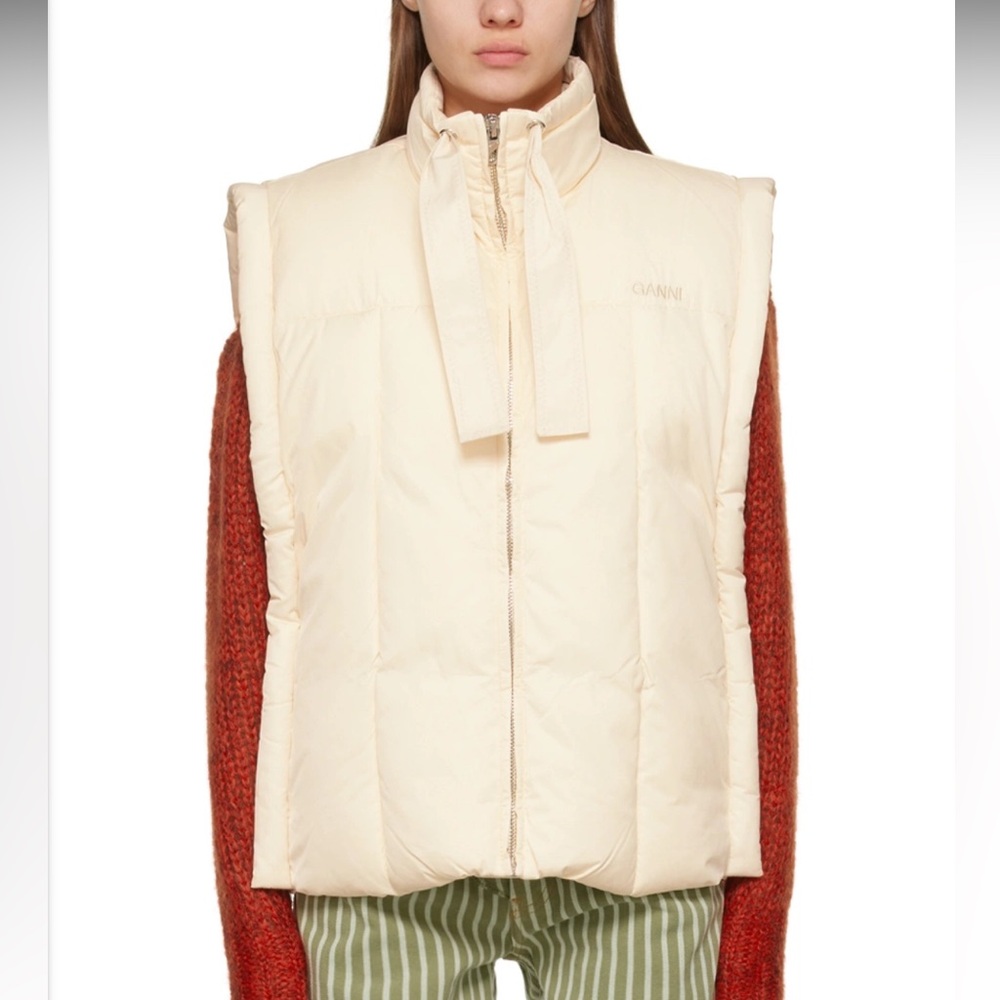 Ganni Off-White Puffer Vest